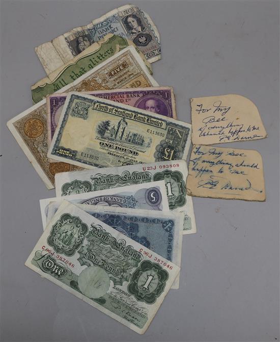 A group of assorted banknotes